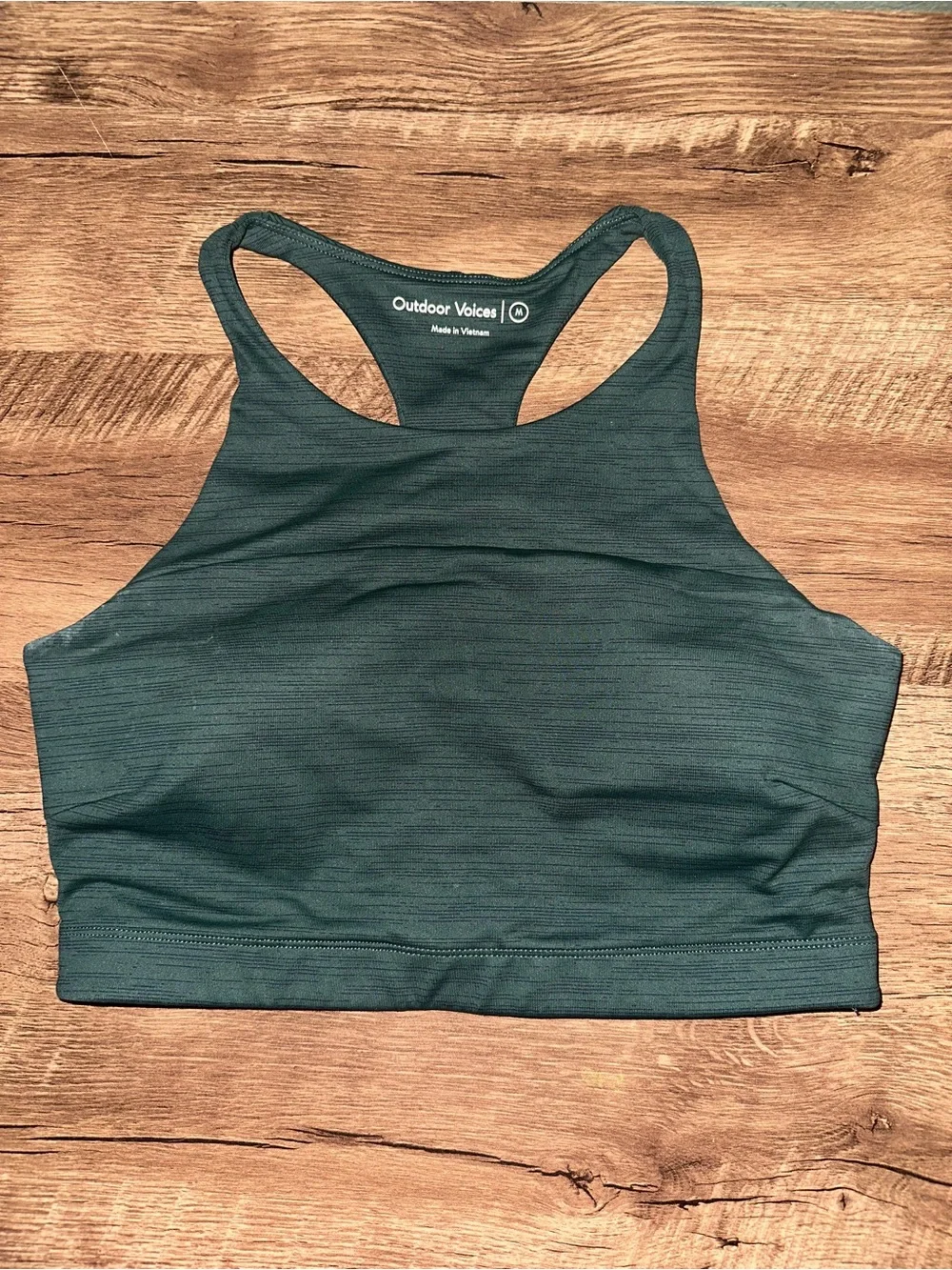 Outdoor Voices Deep Green High-Neck Racerback Sports Bra - Picture 1 of 3